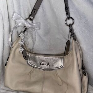 Sold Coach Cream and Silver Women's Bag